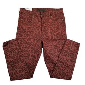 Women's Joe's Red Leopard Print High Rise Skinny Ankle 5 Pocket Jeans Size 1 New